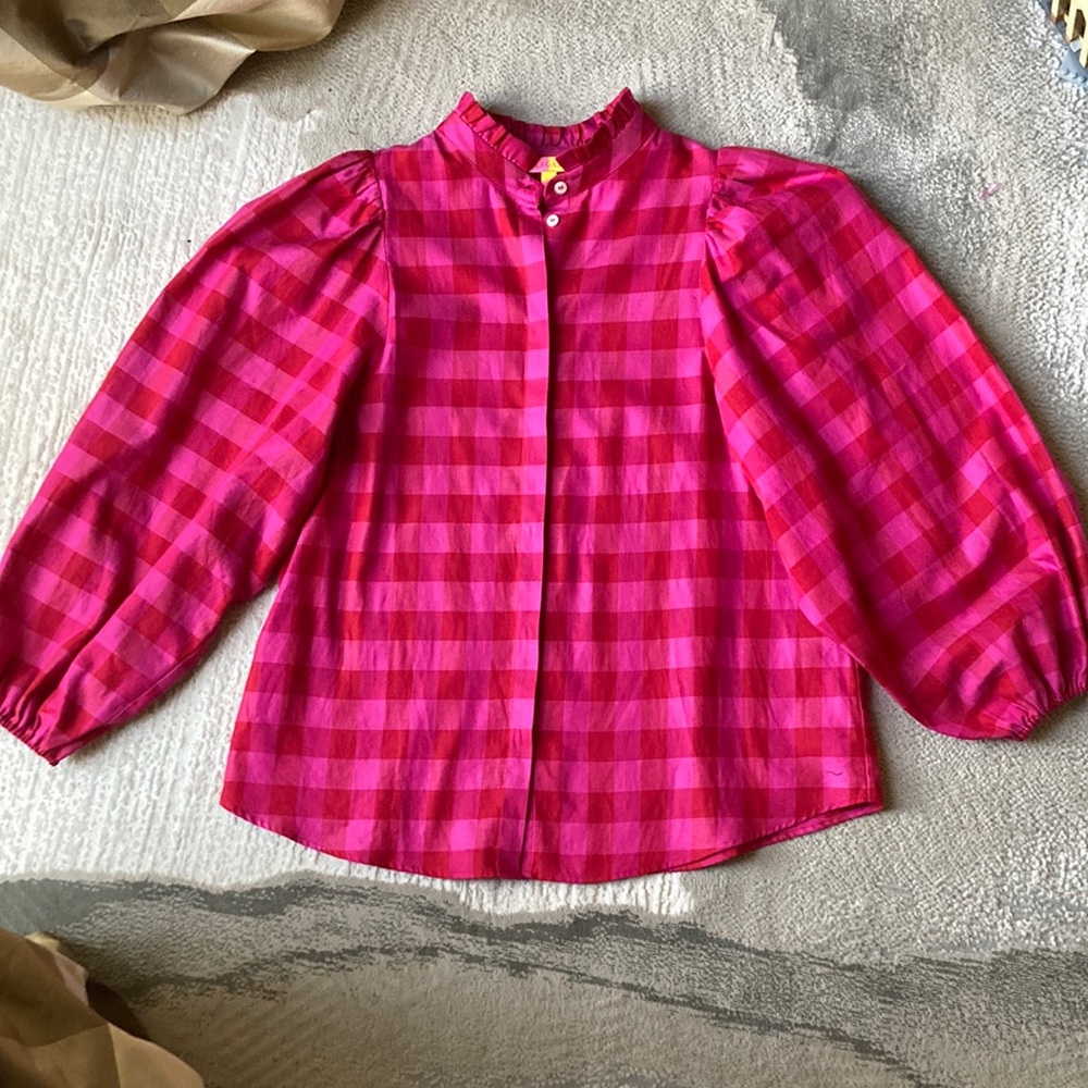 Vilagallo precious Tatiana fuchsia and berry red check top - Picture 3 of 12